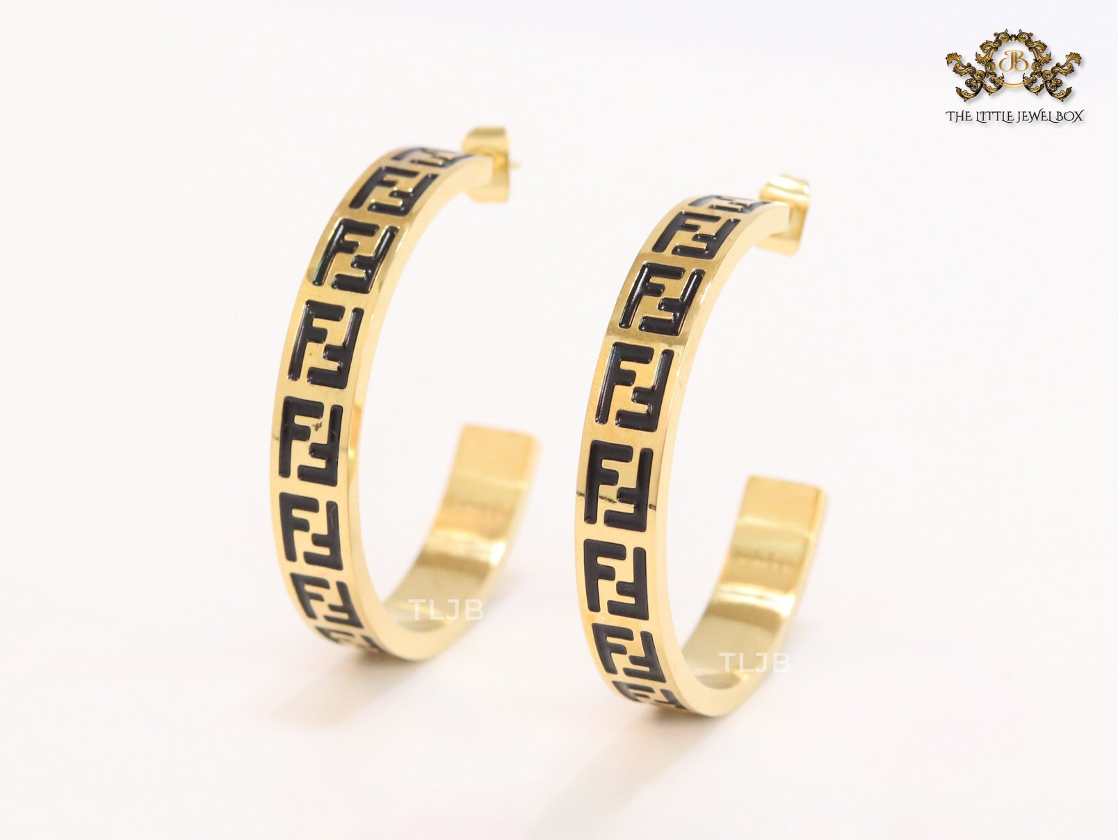 Black Double F gold hoops