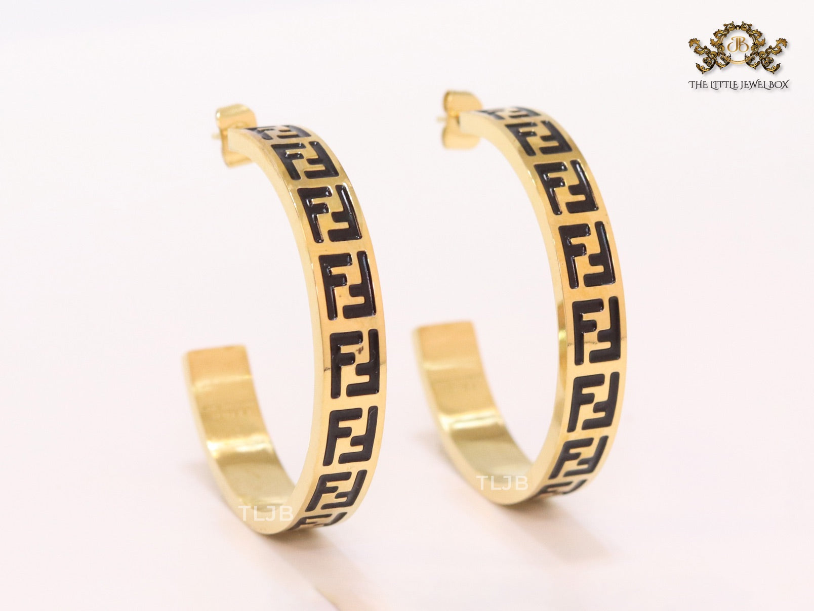 Black Double F gold hoops