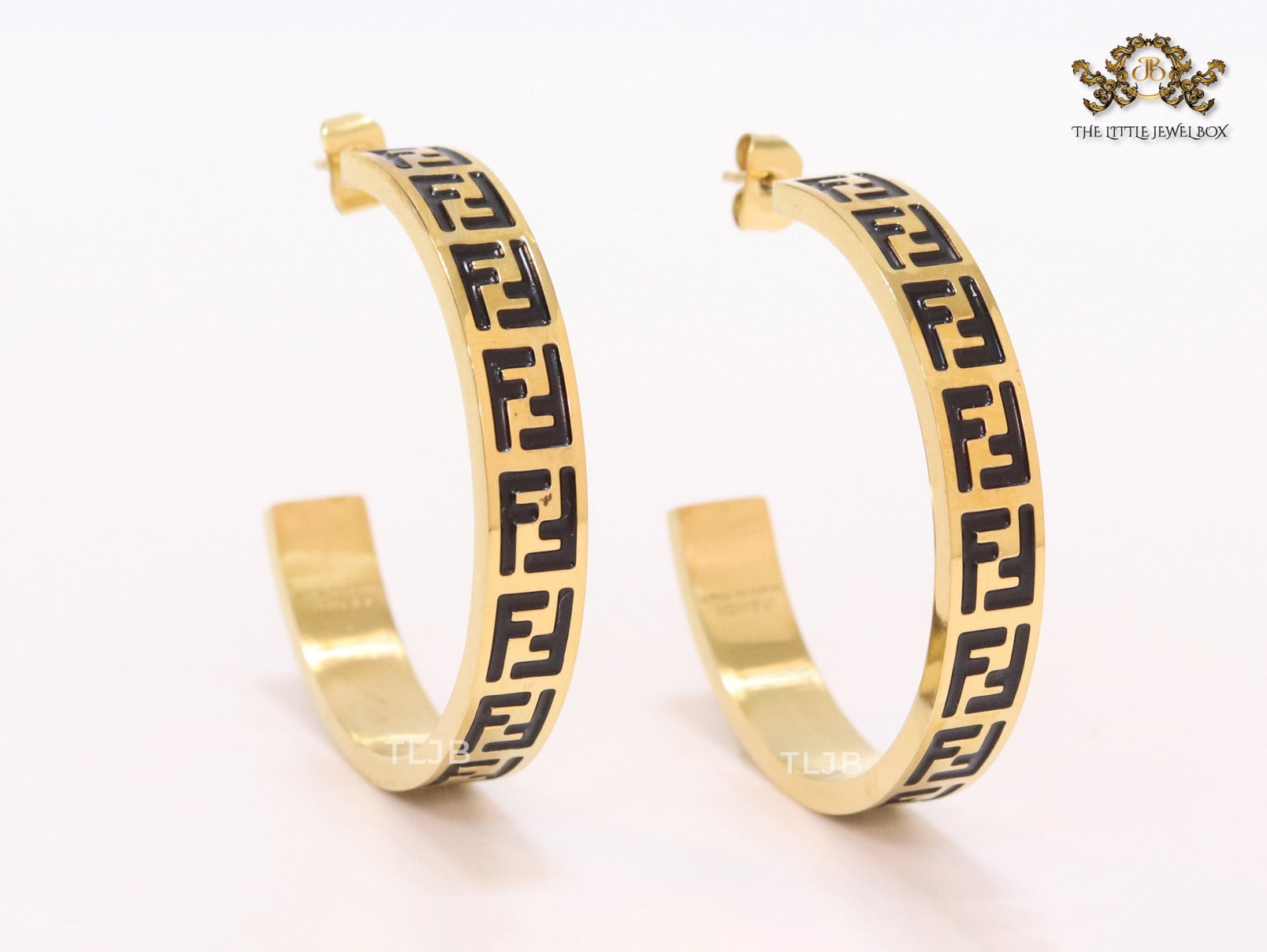 Black Double F gold hoops
