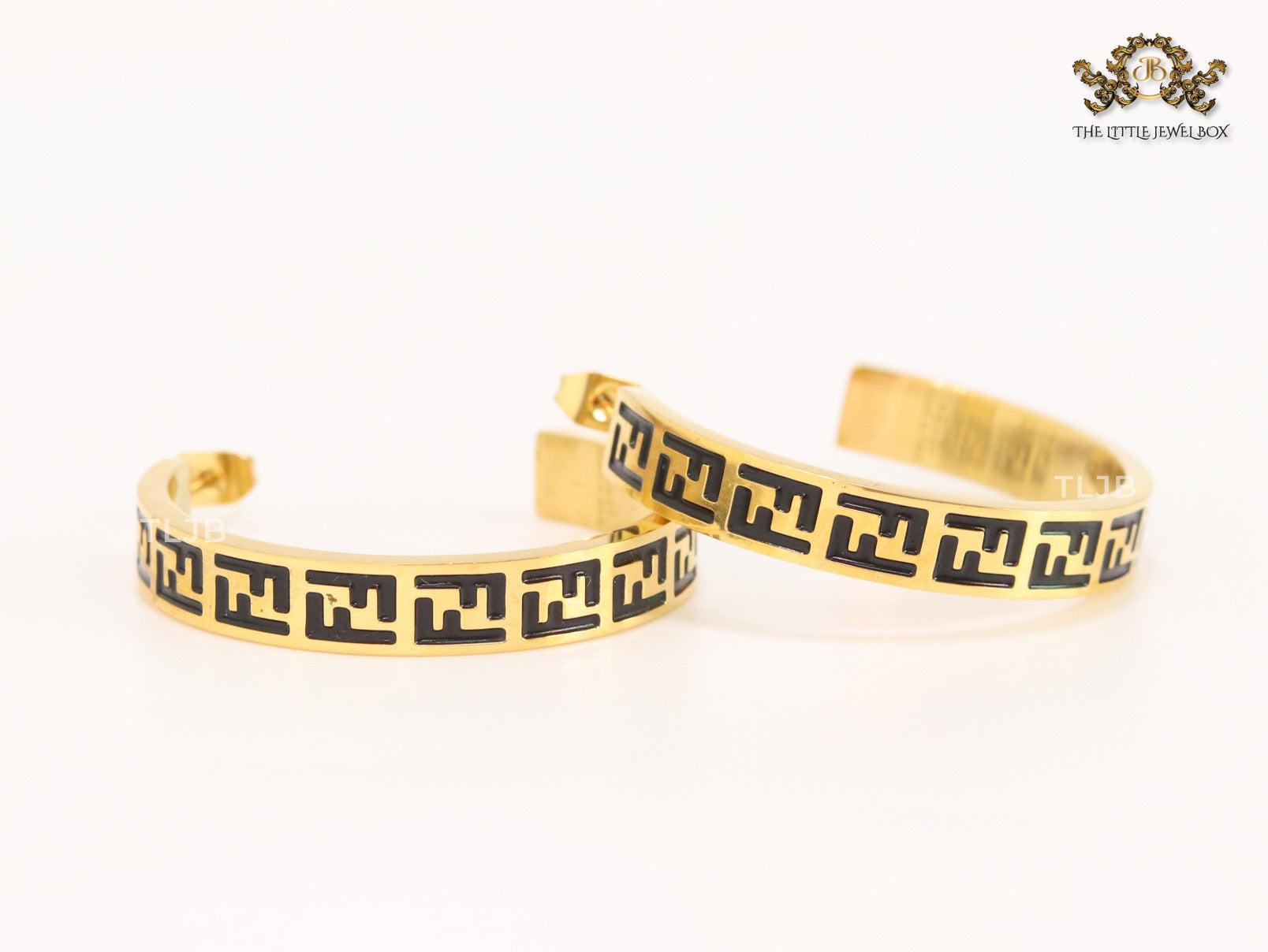 Black Double F gold hoops
