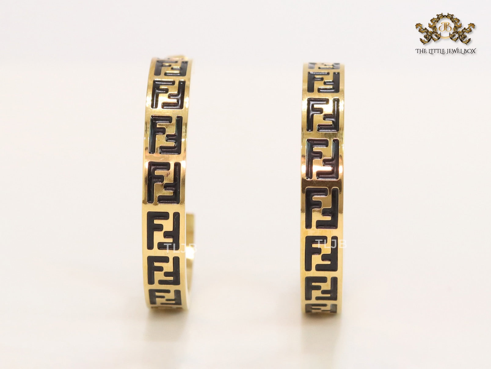 Black Double F gold hoops