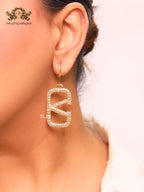 Alphabet open V cz and gold danglers
