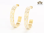 White Double F gold hoops