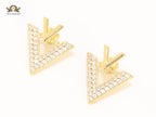 Open V Cz and gold open studs