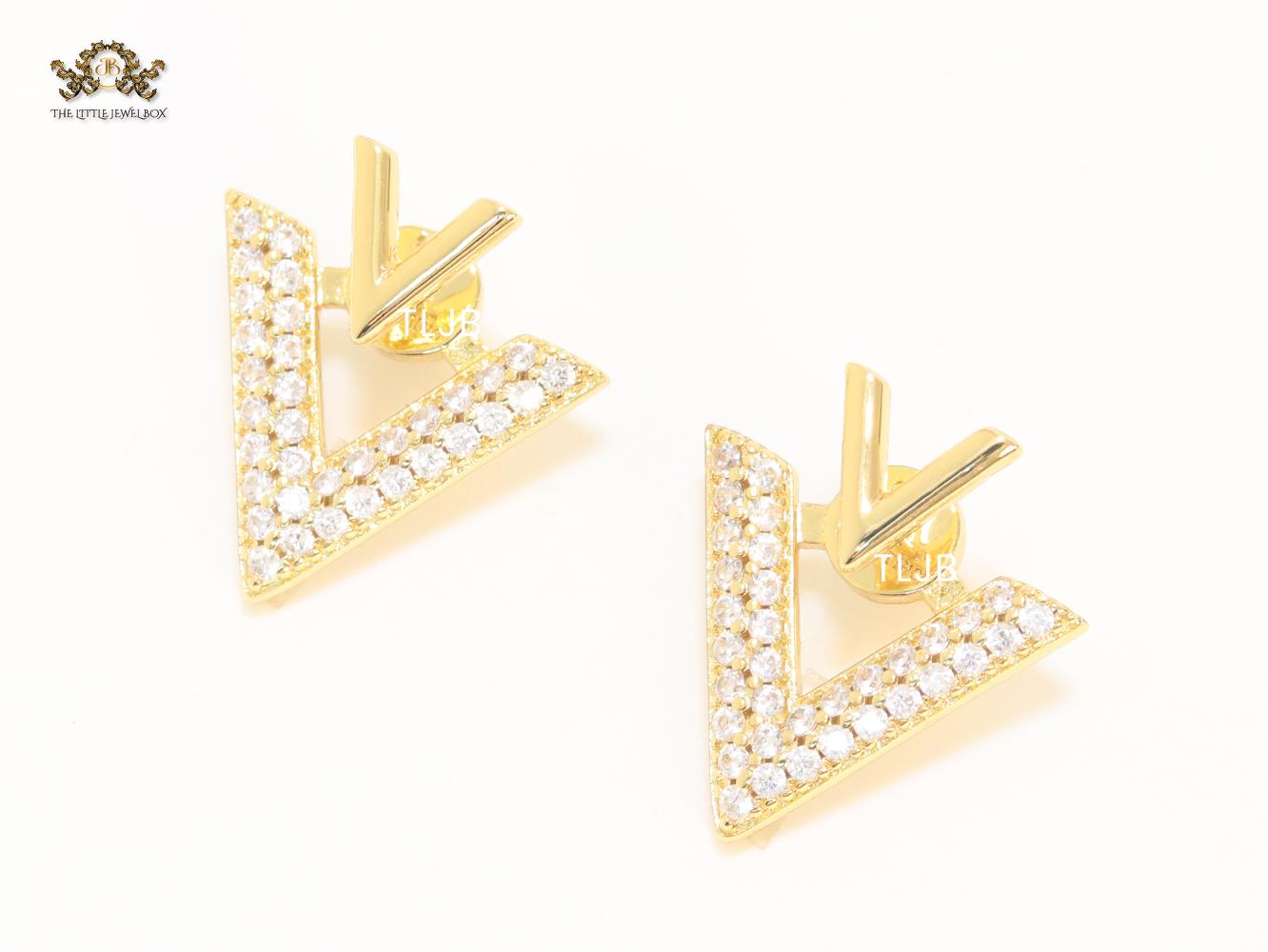 Open V Cz and gold open studs