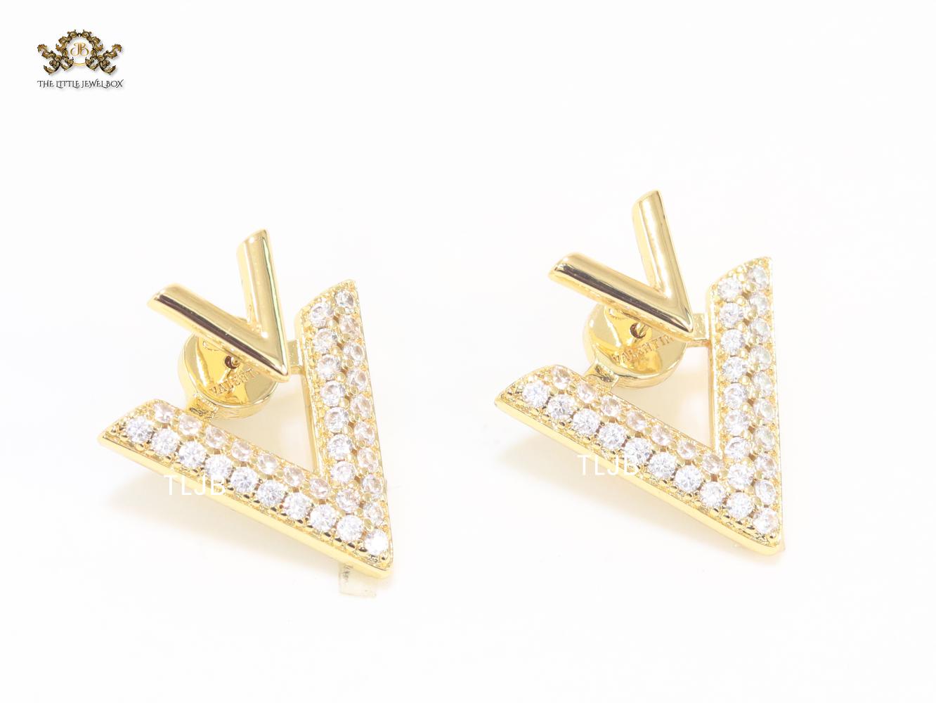 Open V Cz and gold open studs