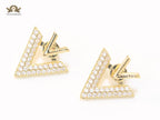 Open V Cz and gold open studs
