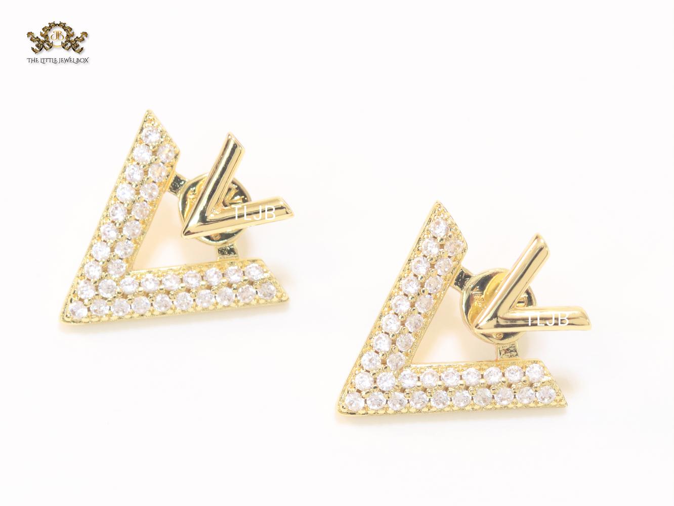 Open V Cz and gold open studs