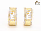 Double F cz on gold hoops