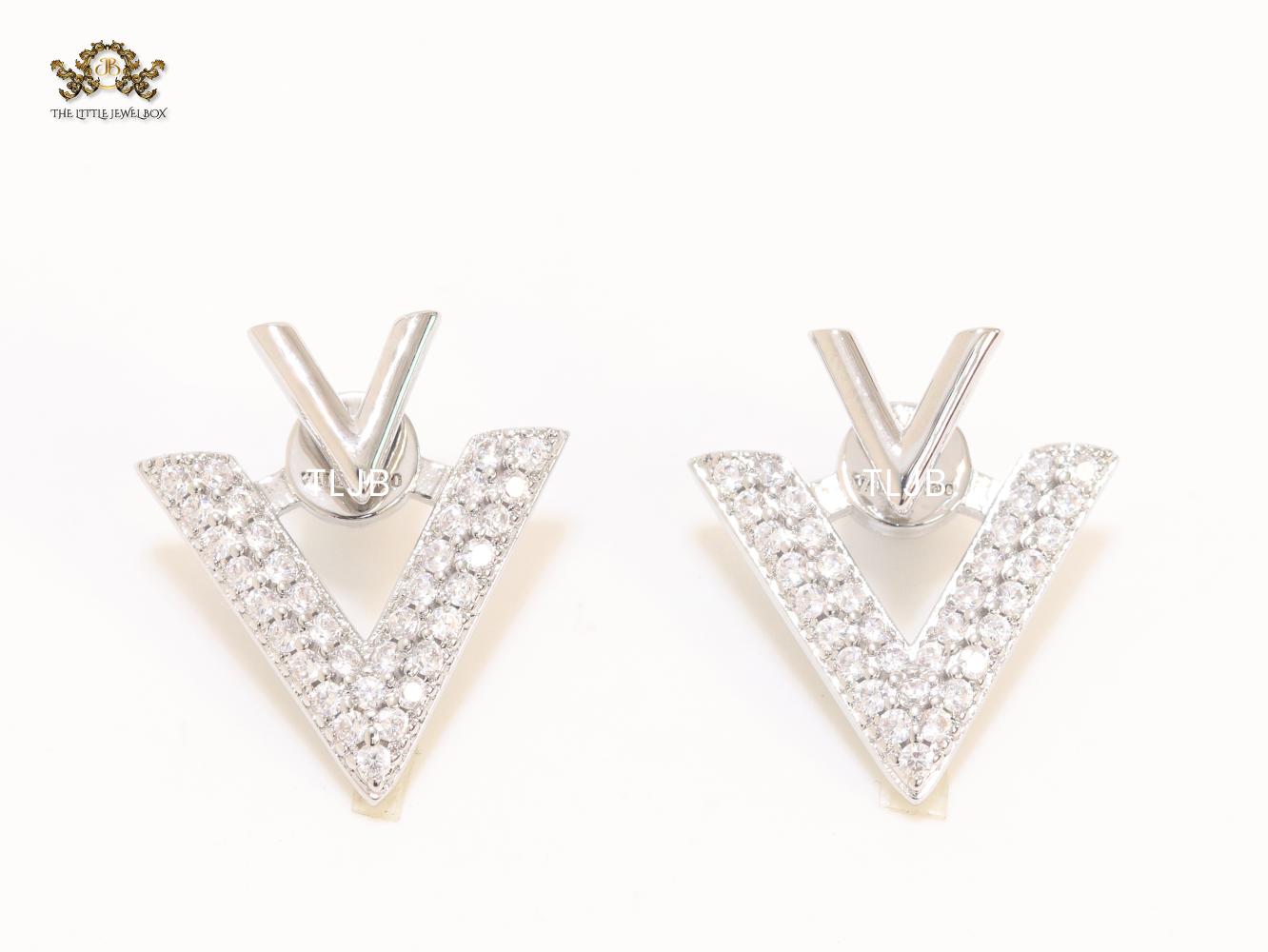 Open V Cz and Silver plated open studs