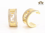 Double F cz on gold hoops