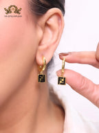Double F black enamel and gold hoops