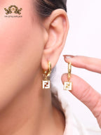 Double F white enamel and gold hoops