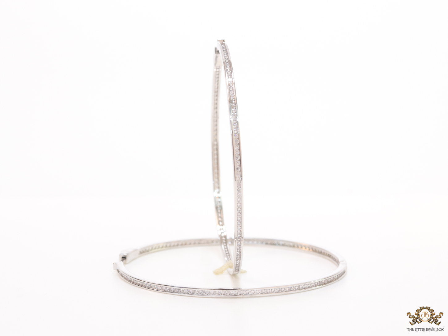 Platinum cz 69mm hoop earrings