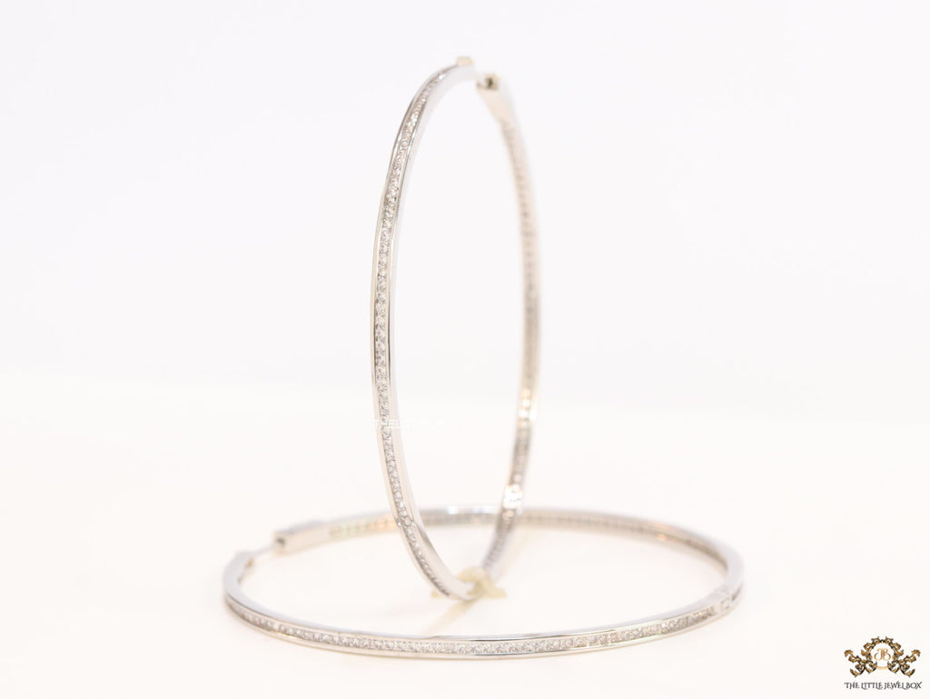 Platinum cz 69mm hoop earrings