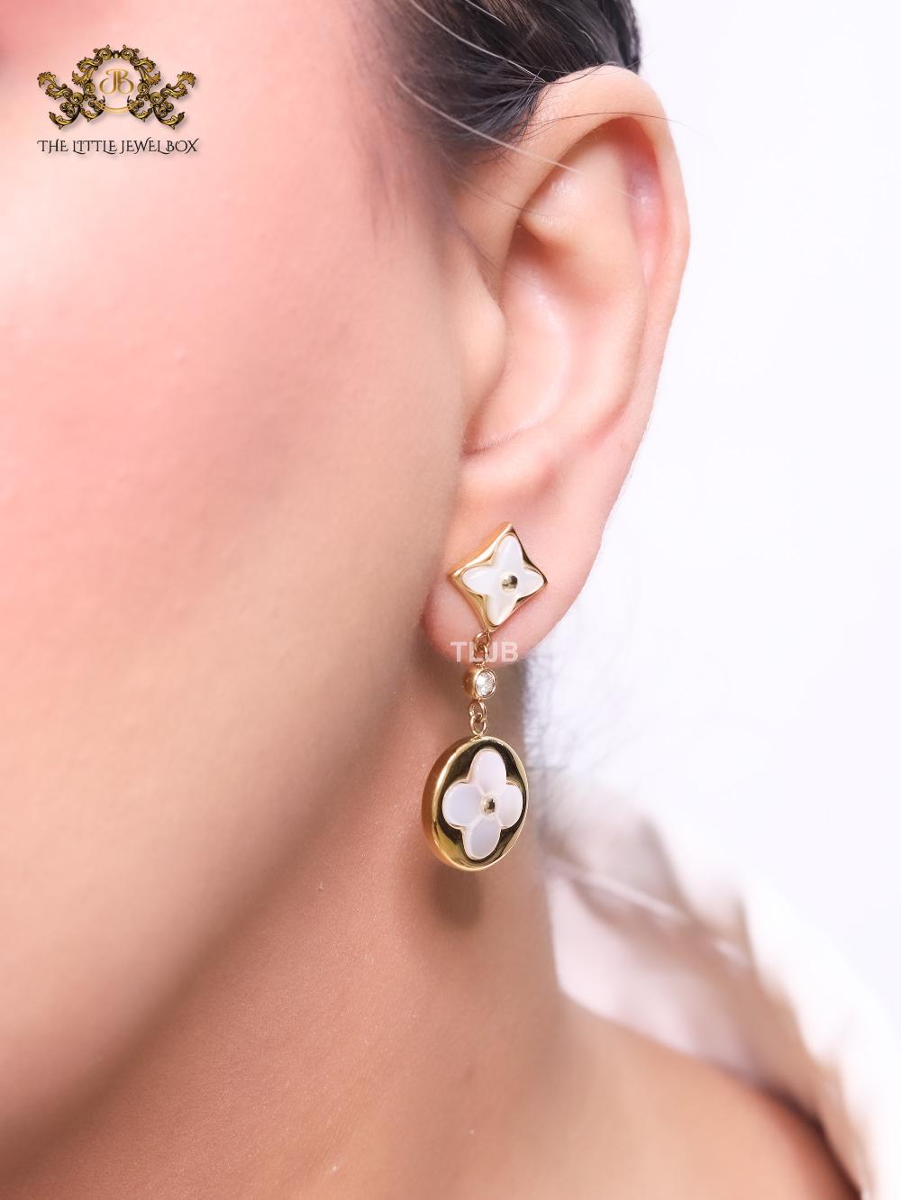 MOP white and gold earrings