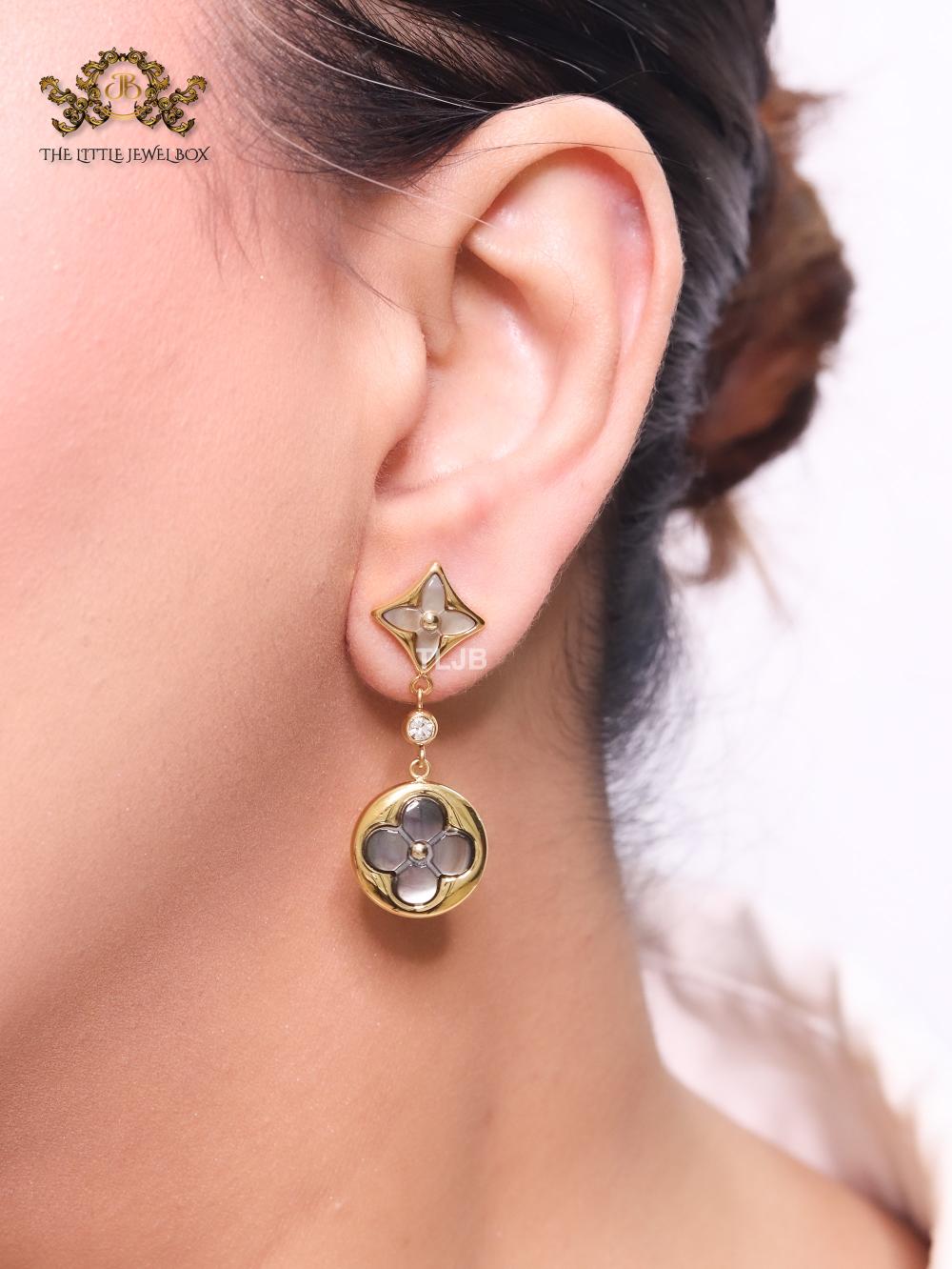 MOP black and gold earrings