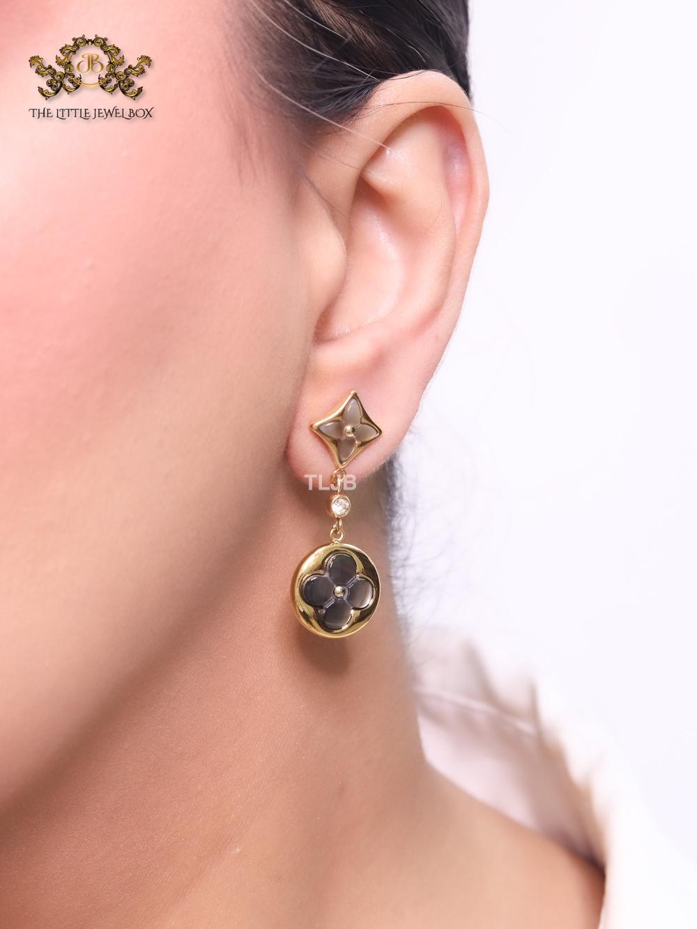 MOP black and gold earrings