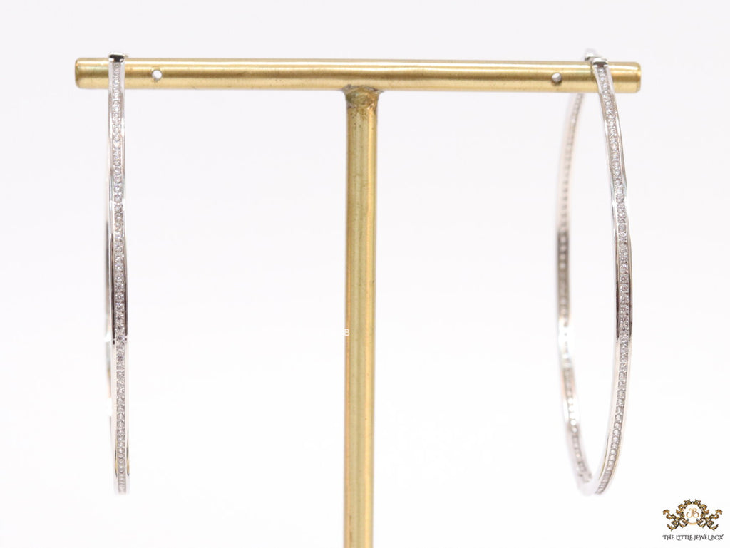 Platinum cz 69mm hoop earrings