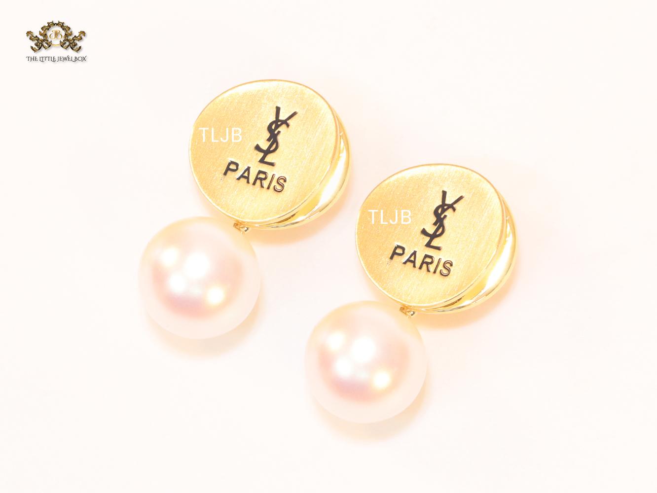 Alphabet Y & L matte gold and pearl studs