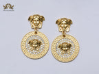 Gold & medusa round danglers