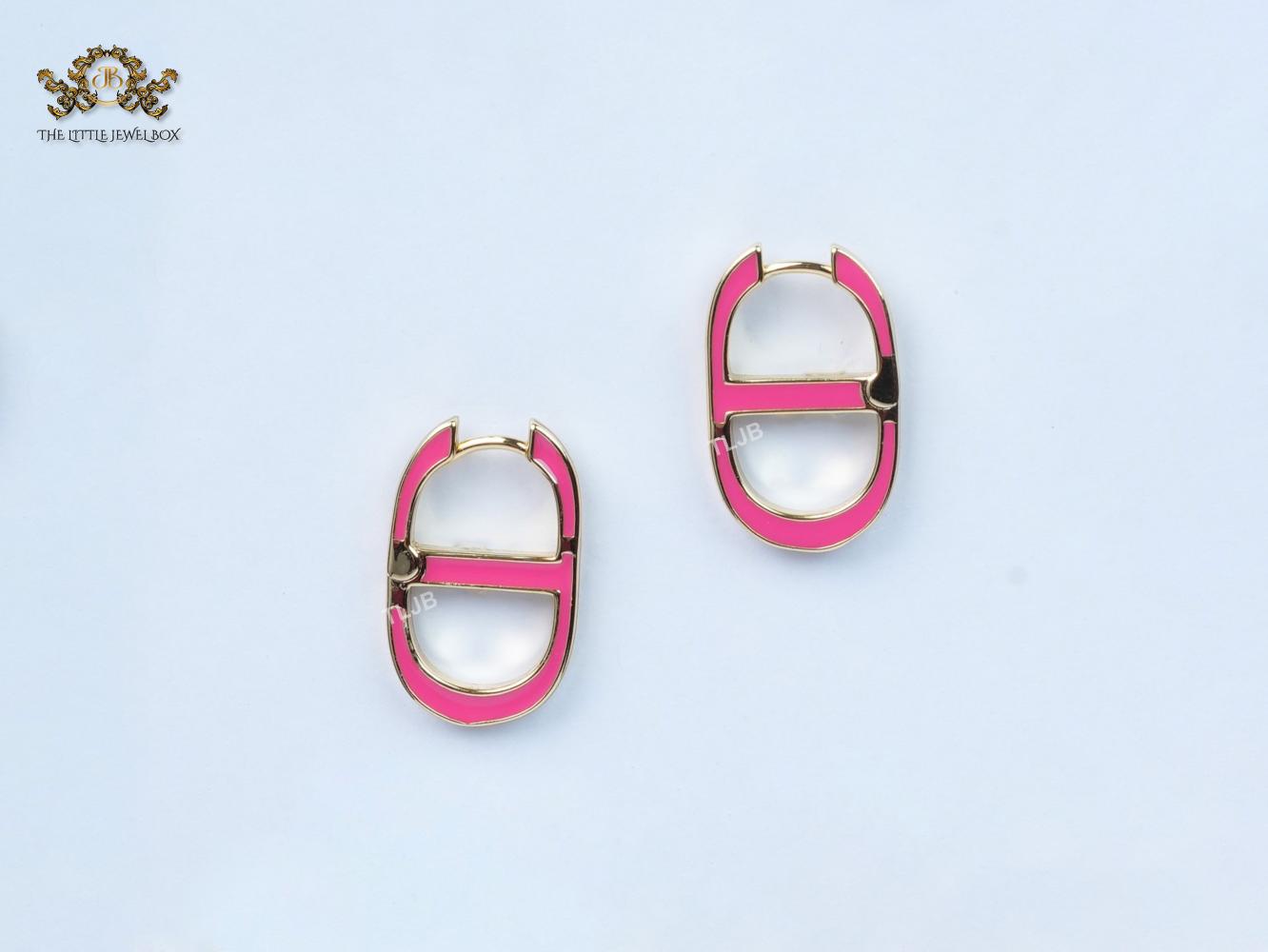 Alphabet CD pink enamel earrings