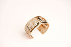 Alphabet C Broad Cuff Bracelet with White Enamel Gold Plating | Designer Fashion Bangle