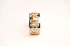 Alphabet C Broad Cuff Bracelet with White Enamel Gold Plating | Designer Fashion Bangle