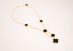 Alphabet VCA 5 Petal Gold Chain in Black | Designer Fashion Necklace