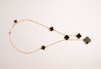 Alphabet VCA 5 Petal Gold Chain in Black | Designer Fashion Necklace