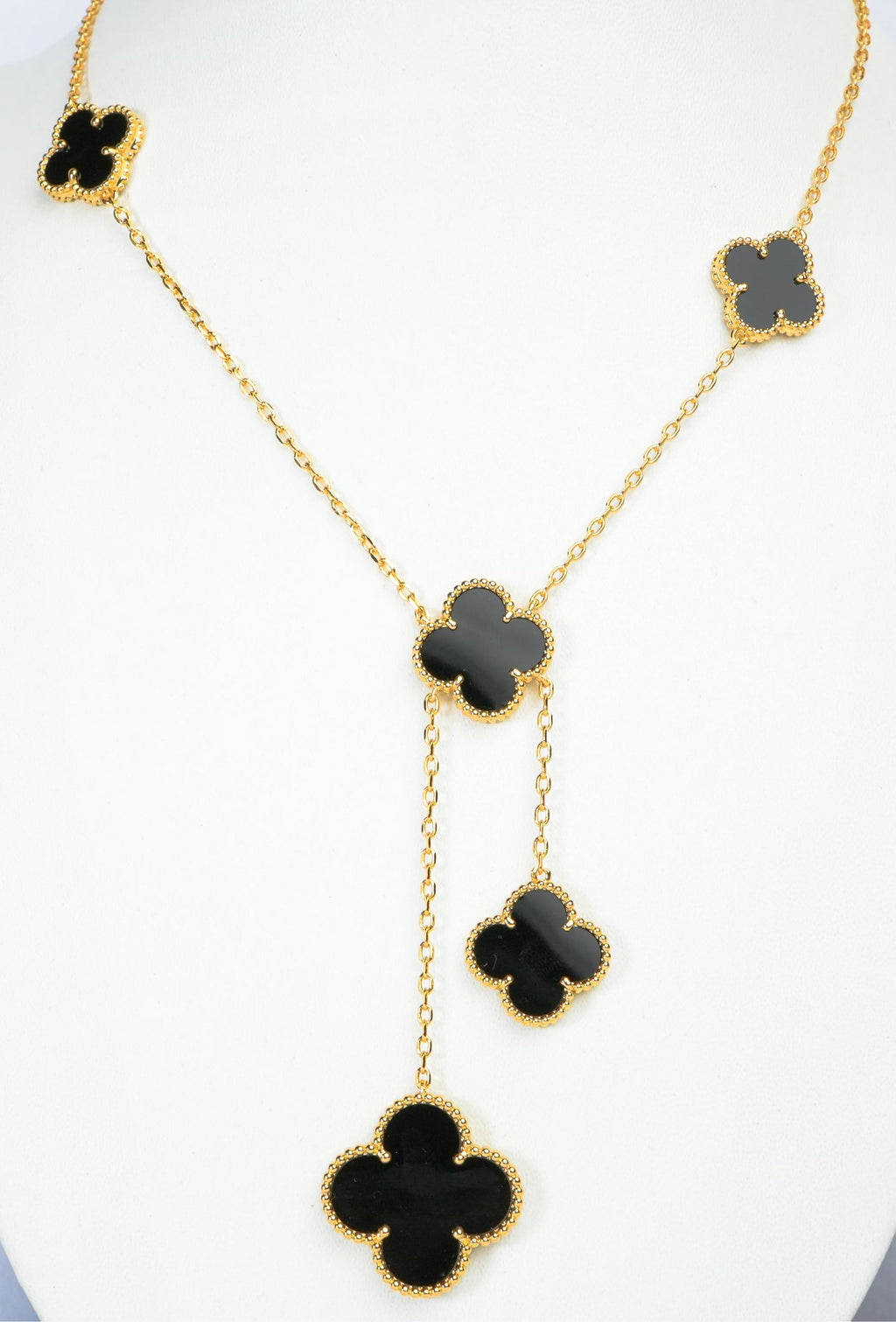 Alphabet VCA 5 Petal Gold Chain in Black | Designer Fashion Necklace