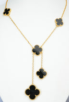 Alphabet VCA 5 Petal Gold Chain in Black | Designer Fashion Necklace