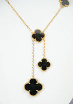 Alphabet VCA 5 Petal Gold Chain in Black | Designer Fashion Necklace