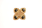 Antique Gold Double C Black Stone Brooch | Designer Inspired Fashion Pin