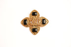 Antique Gold Double C Black Stone Brooch | Designer Inspired Fashion Pin