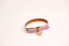 Alphabet P Pink Leather Belted Strap Bracelet | Designer Fashion Wristband