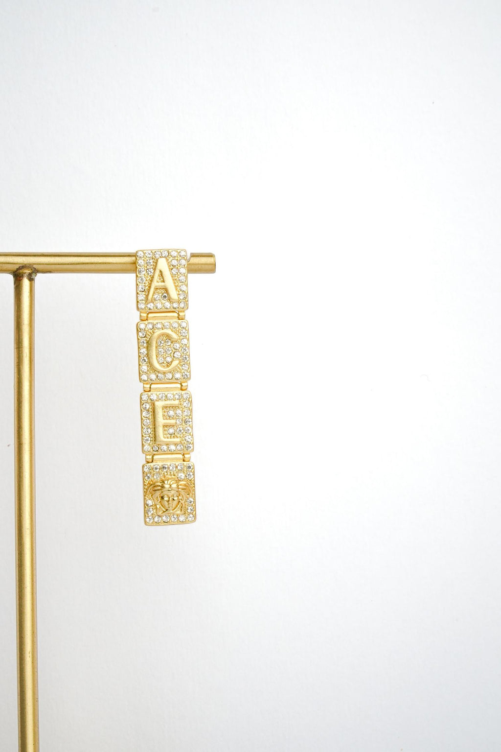 Alphabet V Signature Danglers in CZ | Luxury Drop Earrings