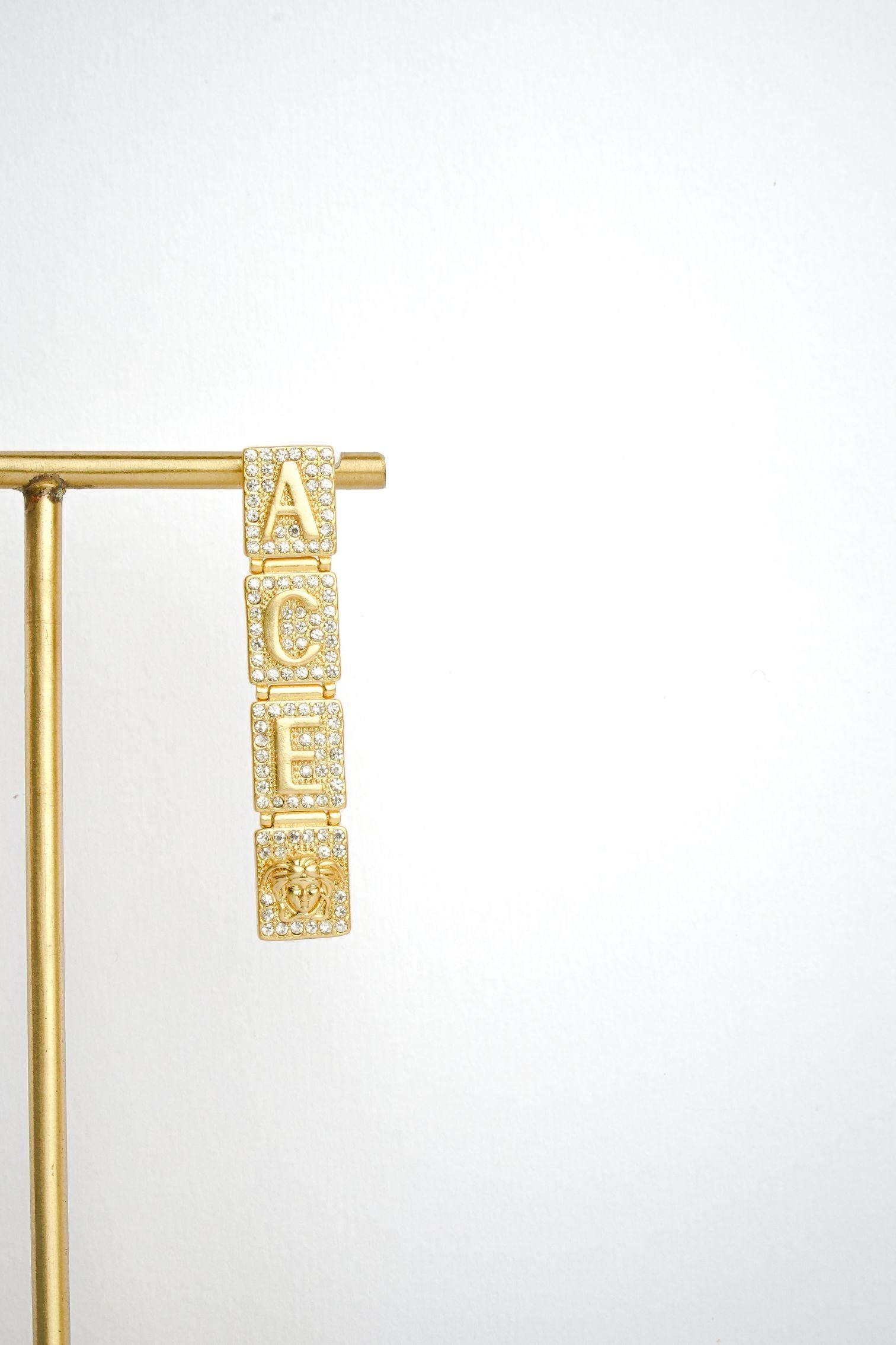 Alphabet V Signature Danglers in CZ | Luxury Drop Earrings