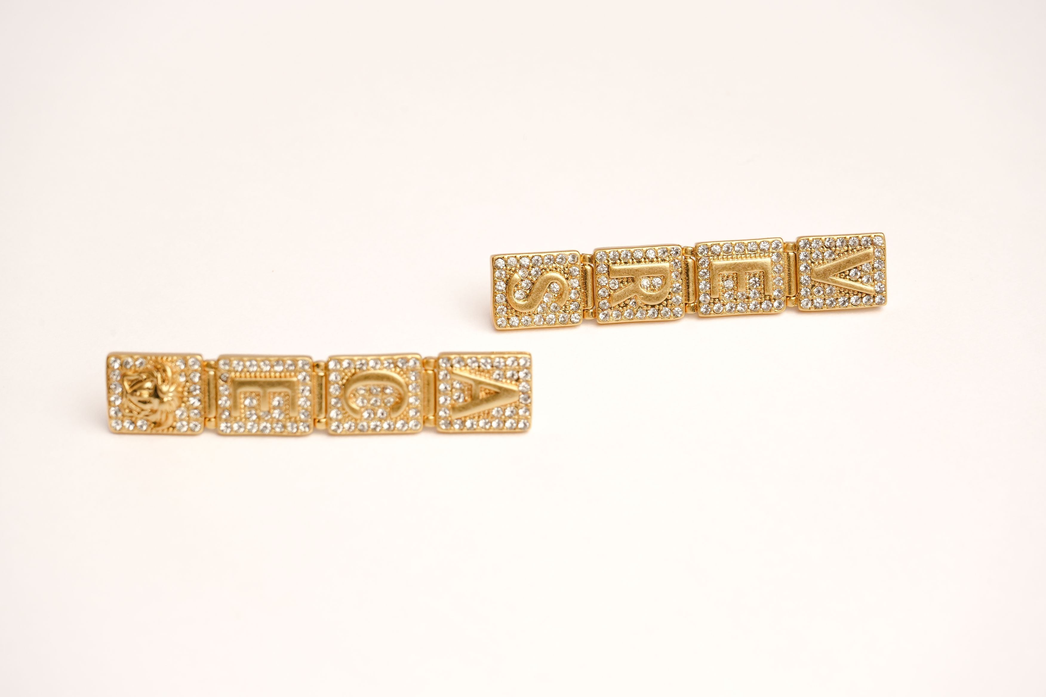 Alphabet V Signature Danglers in CZ | Luxury Drop Earrings