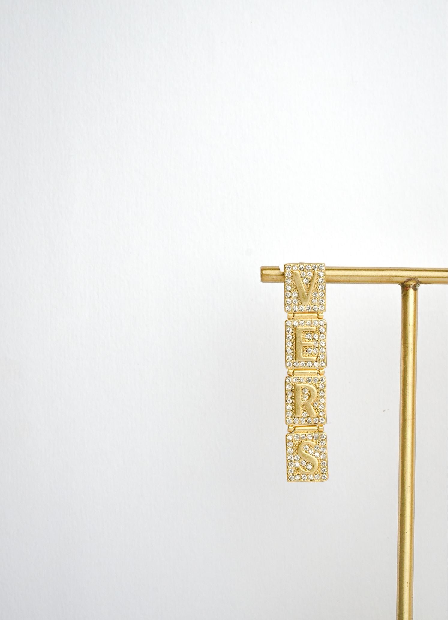 Alphabet V Signature Danglers in CZ | Luxury Drop Earrings