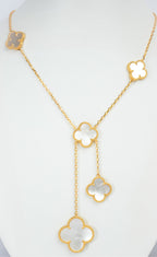 Alphabet VCA 5 Petal Gold Chain in Black | Clover Charm Necklace
