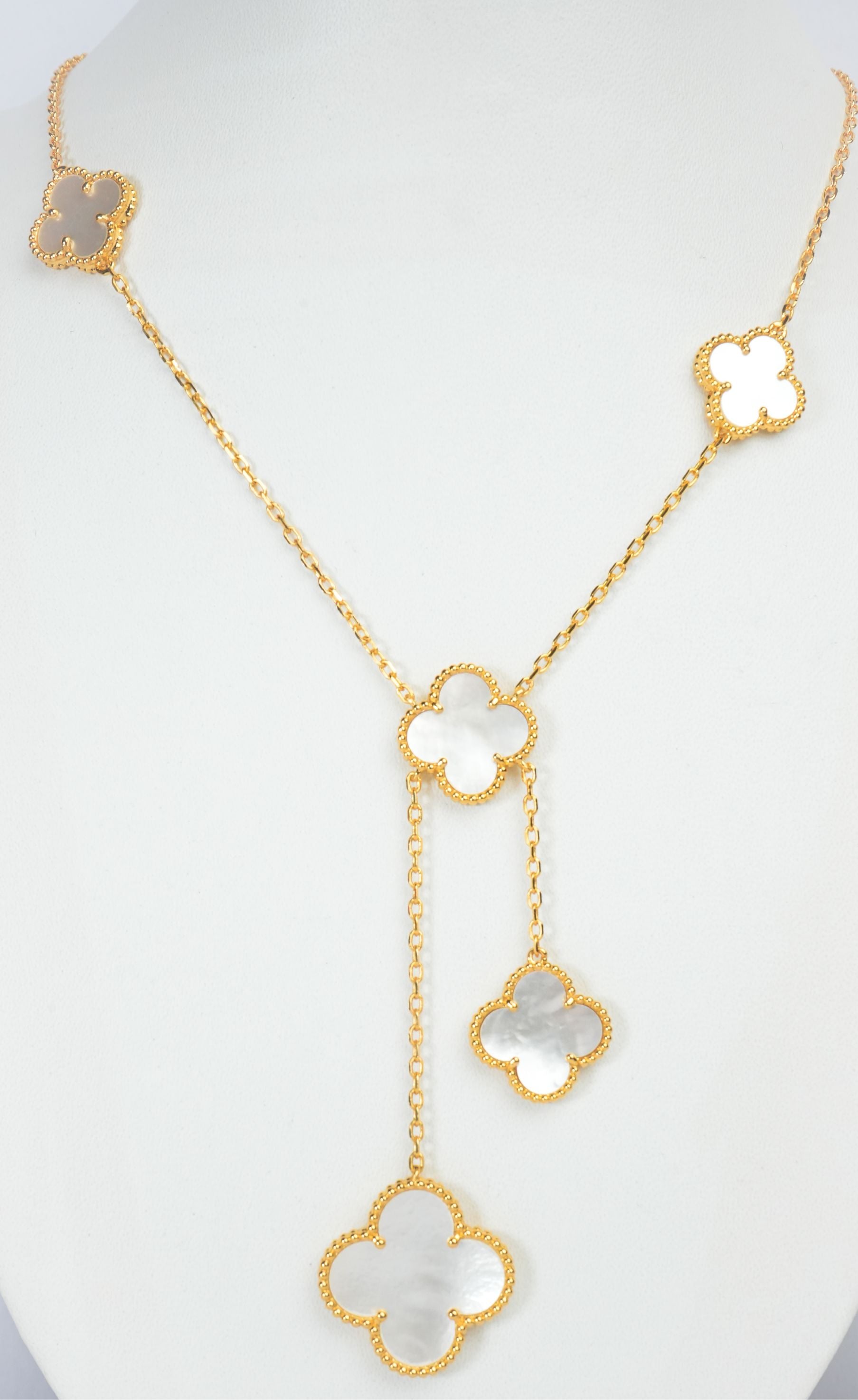 Alphabet VCA 5 Petal Gold Chain in Black | Clover Charm Necklace