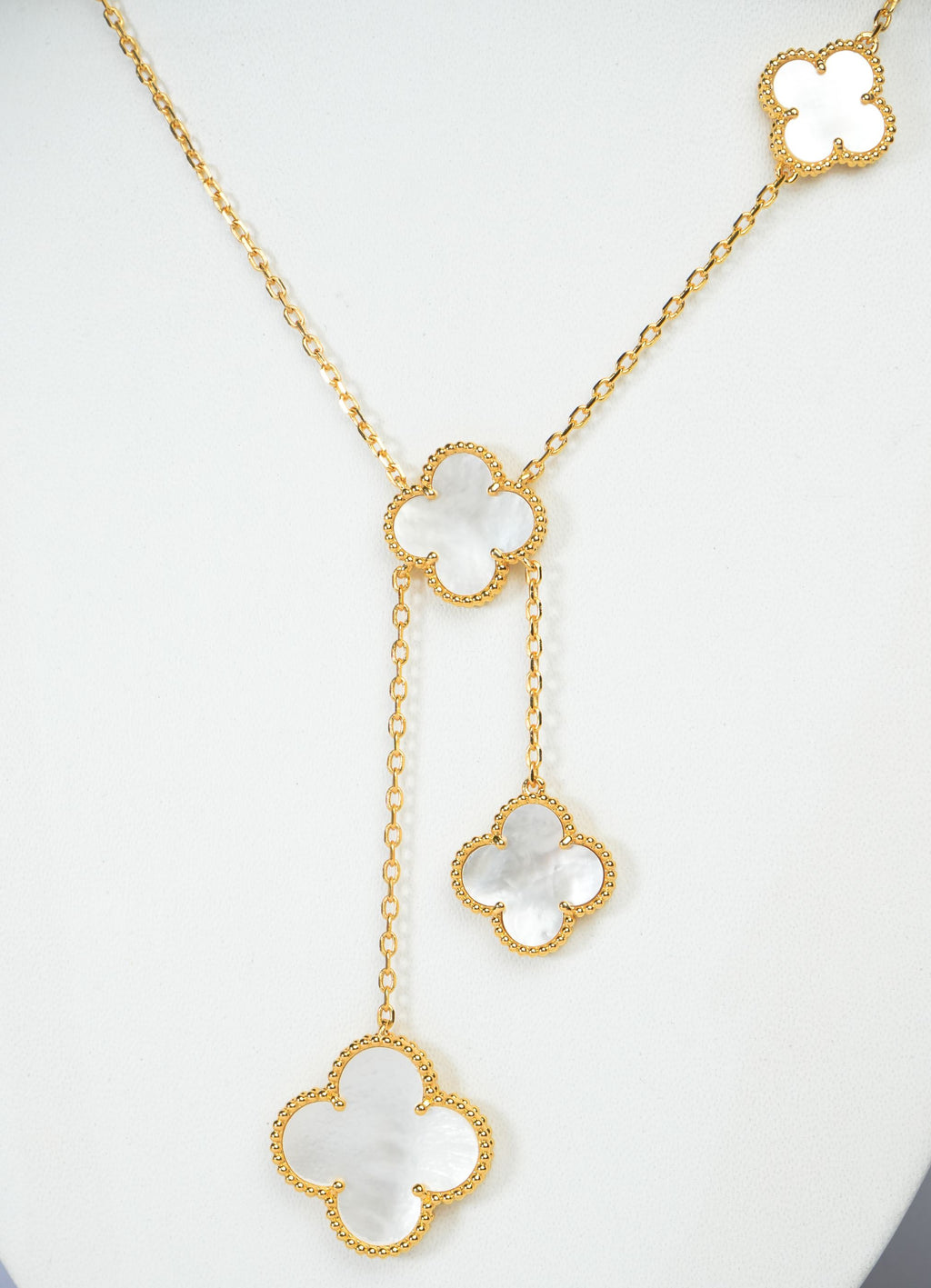 Alphabet VCA 5 Petal Gold Chain in Black | Clover Charm Necklace