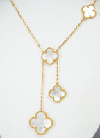 Alphabet VCA 5 Petal Gold Chain in Black | Clover Charm Necklace