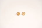 Alphabet CD White Textured Stone Studs with Pearl in Gold | Elegant Earrings