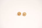 Alphabet CD White Textured Stone Studs with Pearl in Gold | Elegant Earrings