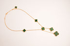 Alphabet VCA 5 Petal Gold Chain in Green Malachite | Luxury Fashion Necklace