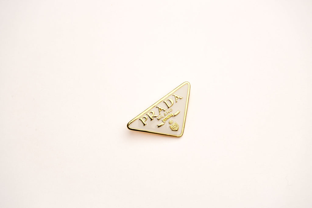 Alphabet P Cream Enamel Gold Plated Brooch | Statement Letter Pin for Women