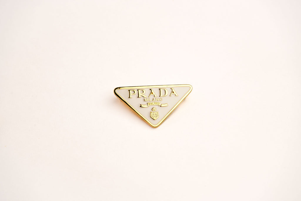 Alphabet P Cream Enamel Gold Plated Brooch | Statement Letter Pin for Women