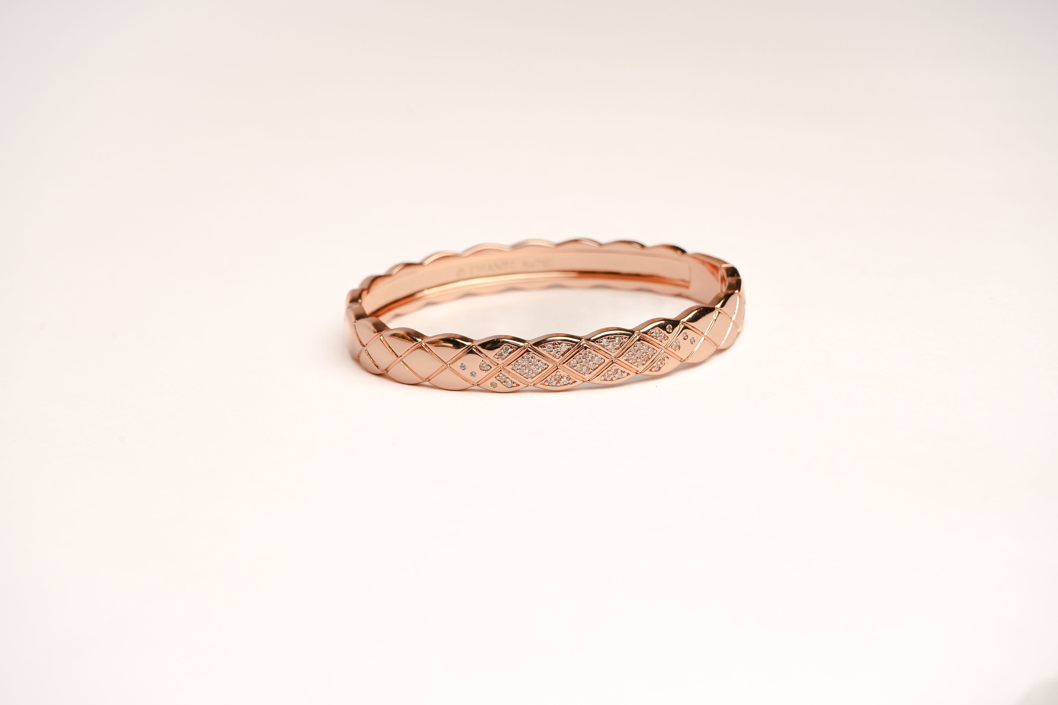 Double C Rose Gold Sleek Bracelet with CZ Stones | Elegant Fashion Jewelry